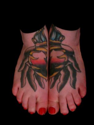 Love Pain Tattoo On Feet